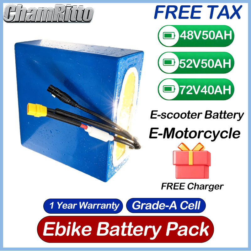 72V 50Ah 21700 Lithium Battery - 48V 52V 30Ah 50Ah E-Bike Elektroroller