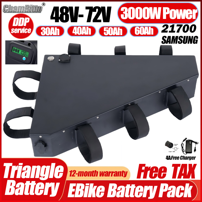 72V 50Ah 21700 Lithium Battery - Elektrofahrrad 36V 48V 52V 2000W Batterien
