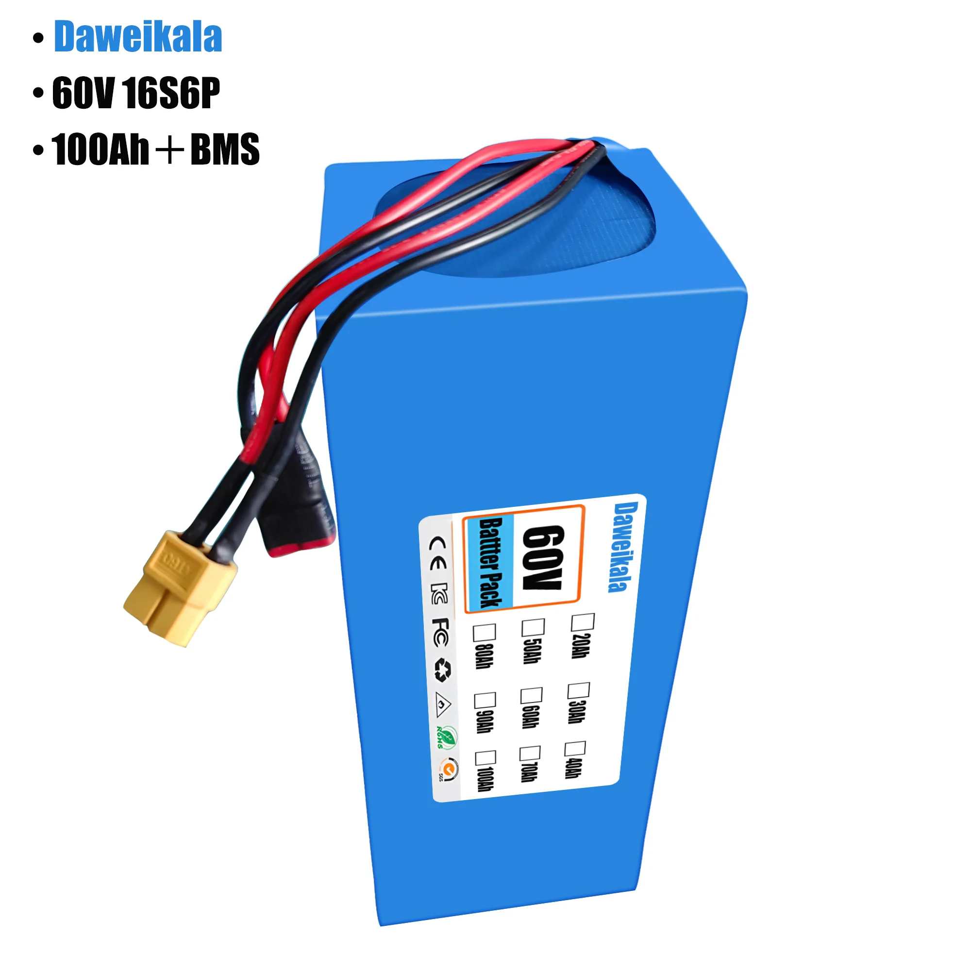 60V 100Ah 16S6P E-Bike-Akku 18 – 60V 50Ah Electric Scooter Battery Bewertung und Preis